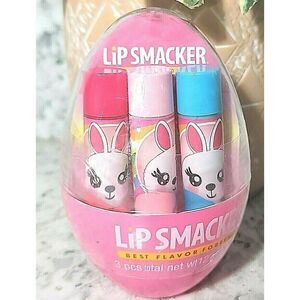 Lip Smackers Egg Lip Balm‎ Strawberry Flavored  Tulips Cotton Candy+ 0.42oz NEW